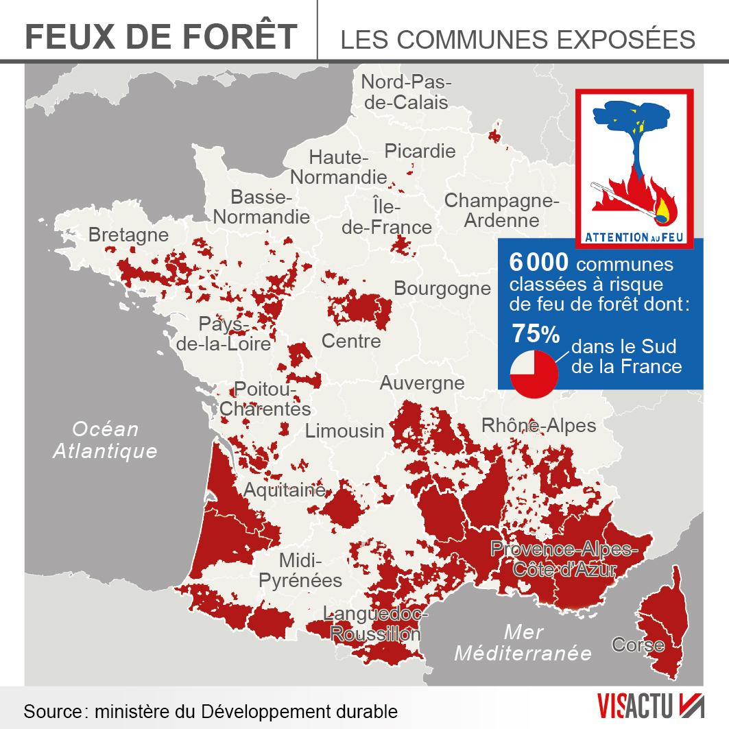 Communes de France exposées aux feux de forêts