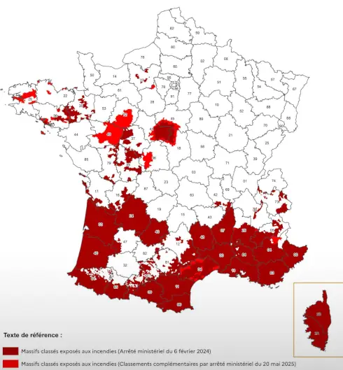 Communes de France exposées aux feux de forêts